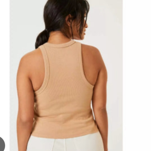Anthropologie Maeve Cropped Racerback Tank Top in Tan - Large - Picture 2 of 9